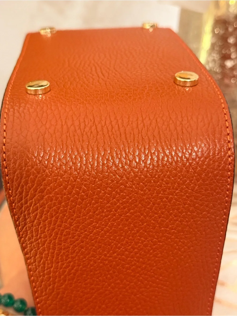 Leather Shoulder Bag in Rustic Orange
